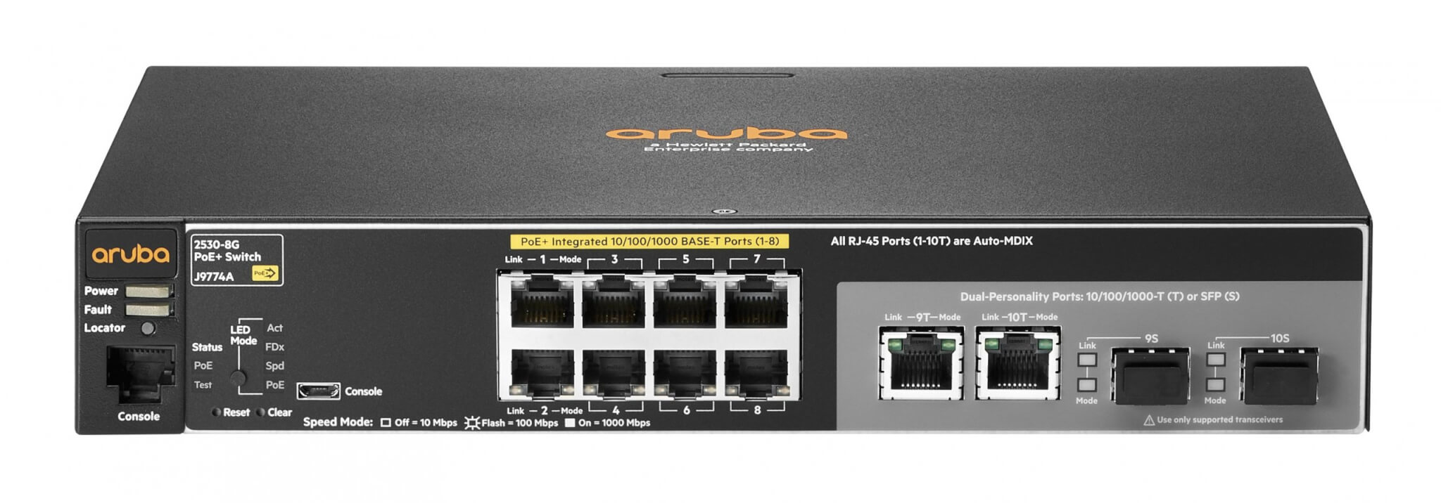 מתג מנוהל - HPE | J9774A | Managed Switch Aruba 2530-8G | 8 Port | PoE