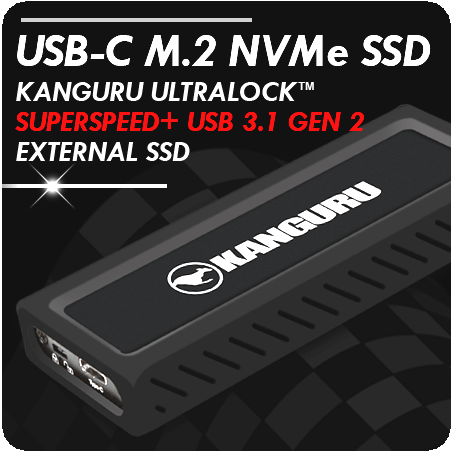 כונן חיצוני מוגן כתיבה - Kanguru | U3-NVMWP-500G | UltraLock | 500GB USB-C | M.2 NVMe | Write Protected