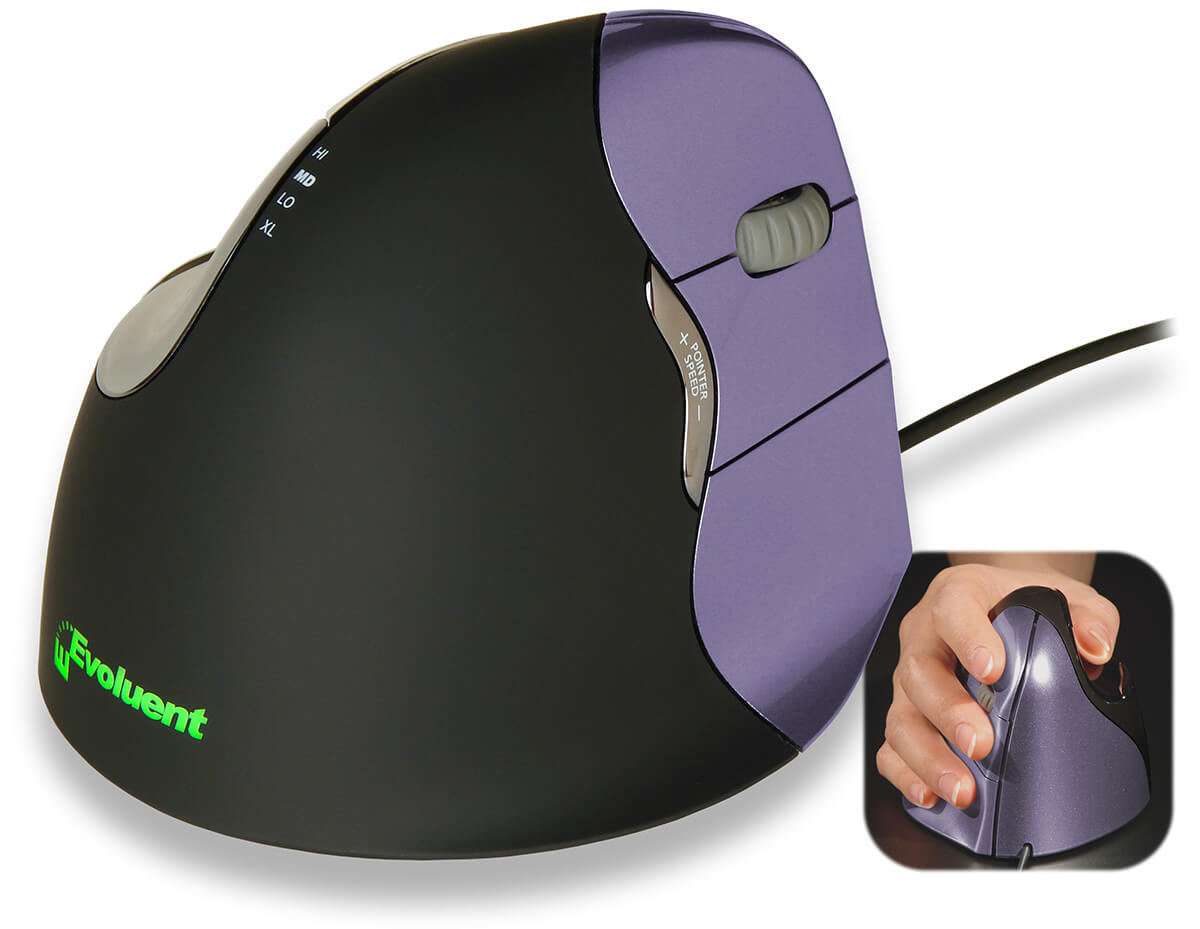 עכבר חוטי ארגונומי אנכי קטן – Evoluent | VM4S | Small Wired ergonomic VerticalMouse 4