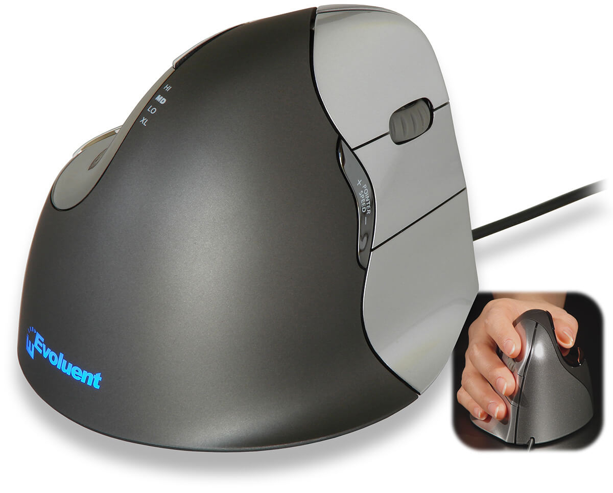 עכבר חוטי ארגונומי אנכי – Evoluent VM4R Right Wired ergonomic VerticalMouse 4