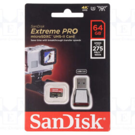 כרטיס זיכרון וקורא כרטיסים סאן דיסק - SanDisk 64GB Extreme PRO microSDXCUHS-II With Card Reader