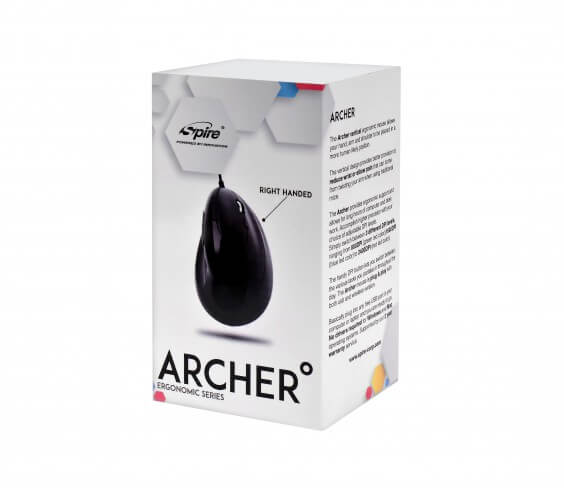 עכבר ארגונומי חוטי אנכי שחור | Spire | SP-M4008-USB | DPI | Black | 3 Buttons | Archer