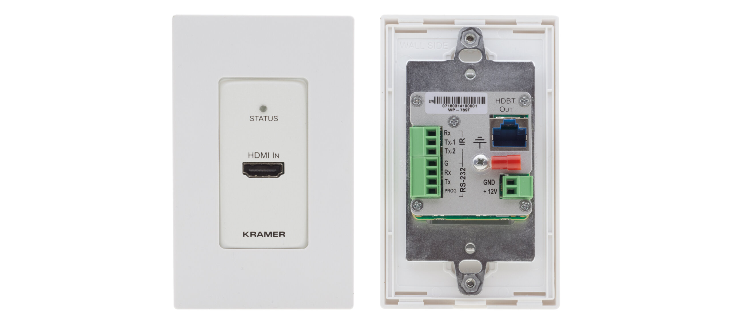משדר לוח קיר HDMI מופעל עי PoE עד 70 מטר ב-1080P הרחבת בקרה Kramer WP-789T 50-805180195 (3)