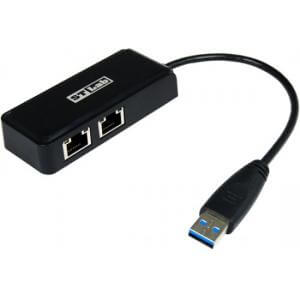 מתאם RJ-45 ל 2 יציאות USB3.0 מתאם רשת חלופי לשולחן עבודה ST-LAB | U990