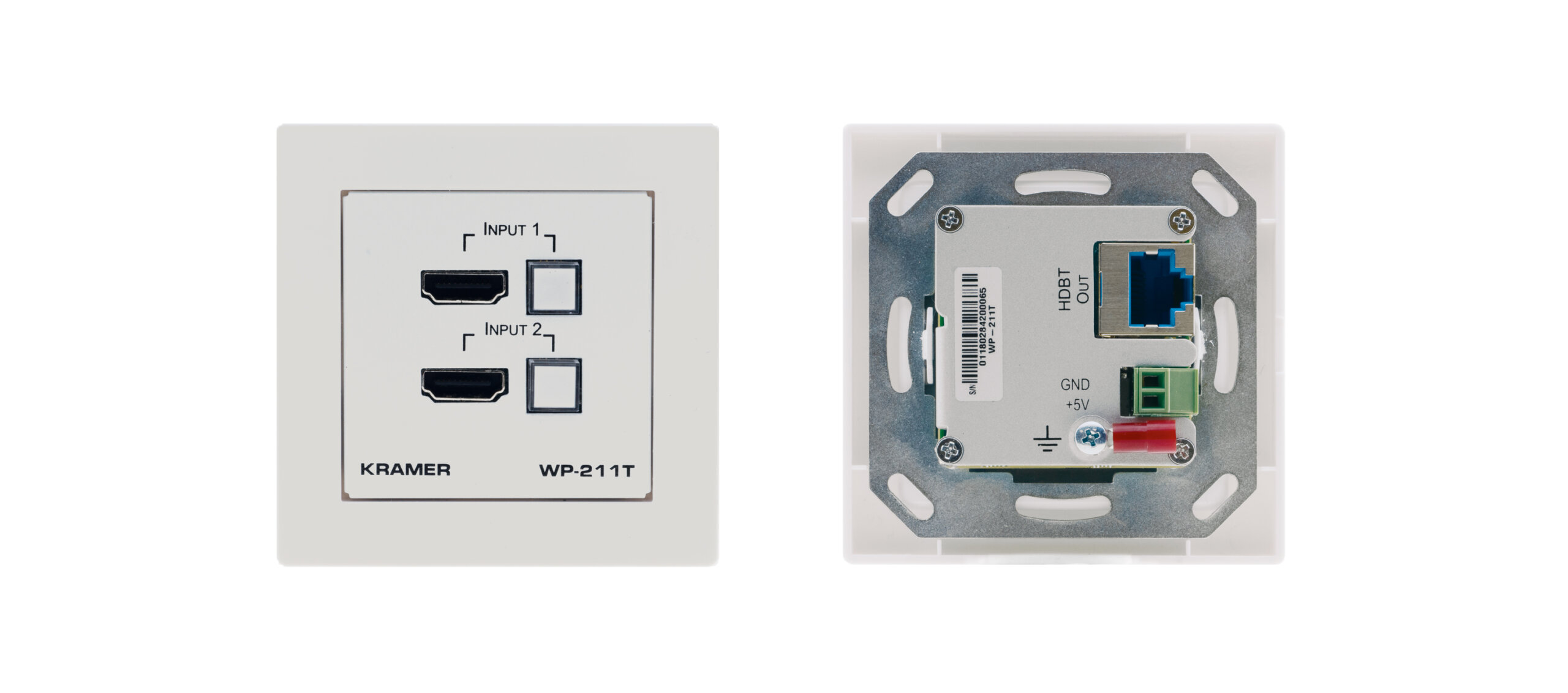 קיר לוח אוטומטי סוויץ' משדר טווח ארוך Kramer WP-211T 4K60 HDMI Wall–Plate Auto SwitcherTransmitter over Long Reach PoE HDBaseT (1)