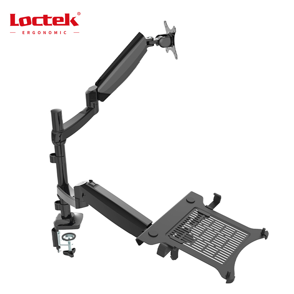 זרוע ארגונומית למסך מחשב + מחשב נייד 10"-27" אינץ' Loctek | DLB522-2LP