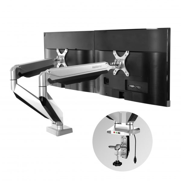 זרוע ארגונומית עבור 2 מסכים Loctek DLB522 Gas Spring Desktop 10- 30 Double Monitor (1)
