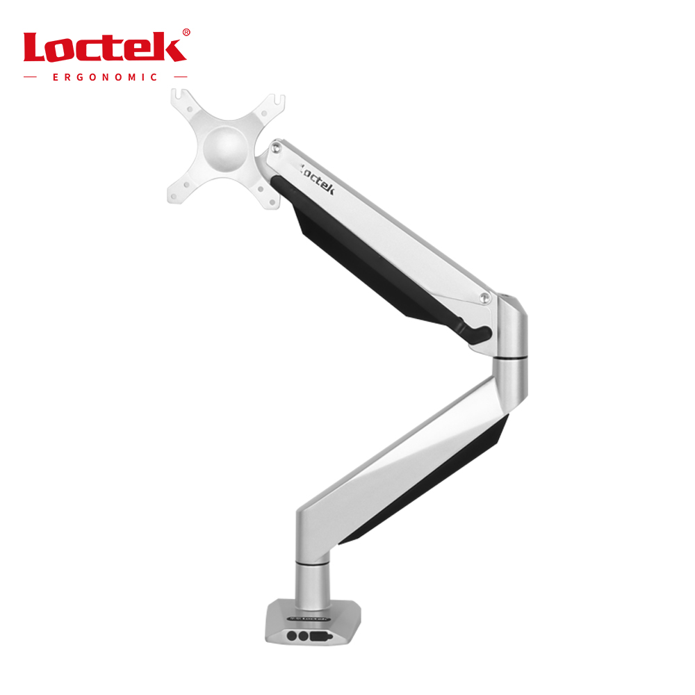 זרוע ארגונומית עם יציאות USB&AUX במעמד Loctek DLB511 Gas Spring Desktop 10- 30 One Monitor (3)