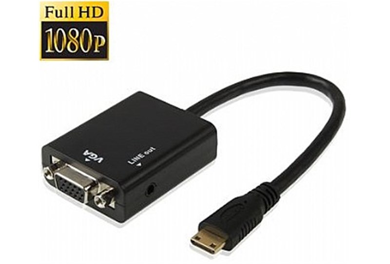 כבל מתאם Mini HDMI ל VGA אורך הכבל 0.2 מטר גולד-טאץ' Gold Touch | CH-MINI-HD-VGA-A | Mini HDMI To VGA w/Audio Converter