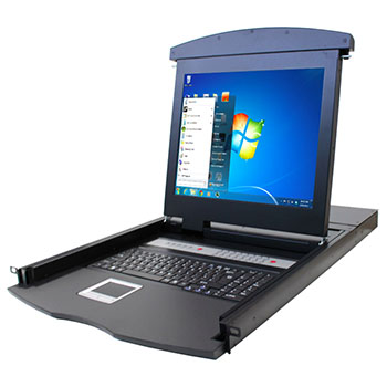מגירה נשלפת לארון תקשורת LUGGAR HI-KVM16-17M LCD 17″ KVM 16 port wVGA connection (1)