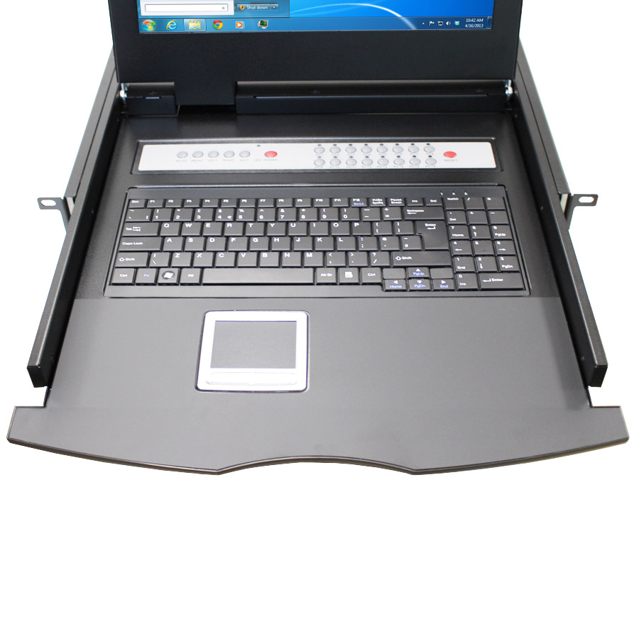 מגירה נשלפת לארון תקשורת LUGGAR HI-KVM16-17M LCD 17″ KVM 16 port wVGA connection (3)