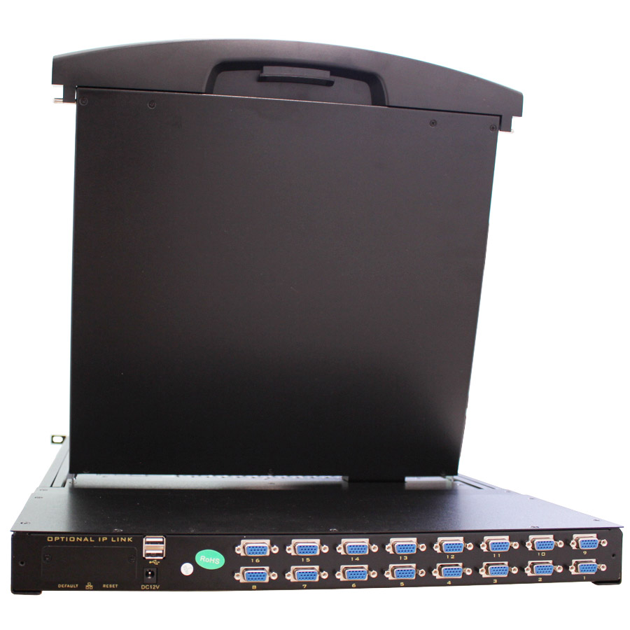 מגירה נשלפת לארון תקשורת LUGGAR HI-KVM16-17M LCD 17″ KVM 16 port wVGA connection (4)