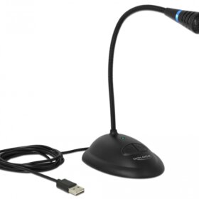 מיקרופון בסיס עם כפתורי השתקה וכיבוי חיבור USB אורך הכבל 1.7 מטר DELOCK D65871 (1)