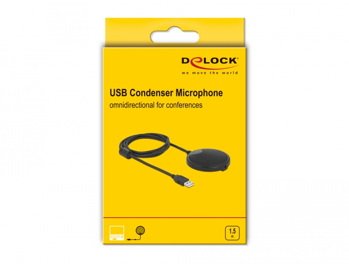 מיקרופון שולחן רב כיווני חיבור USB כולל חיבור אוזניות DELOCK D20672 (1)