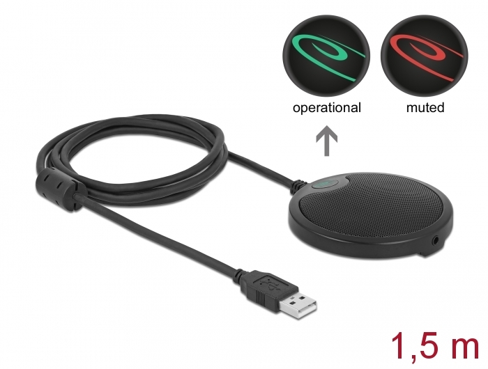 מיקרופון שולחן רב כיווני חיבור USB כולל חיבור אוזניות DELOCK D20672 (2)
