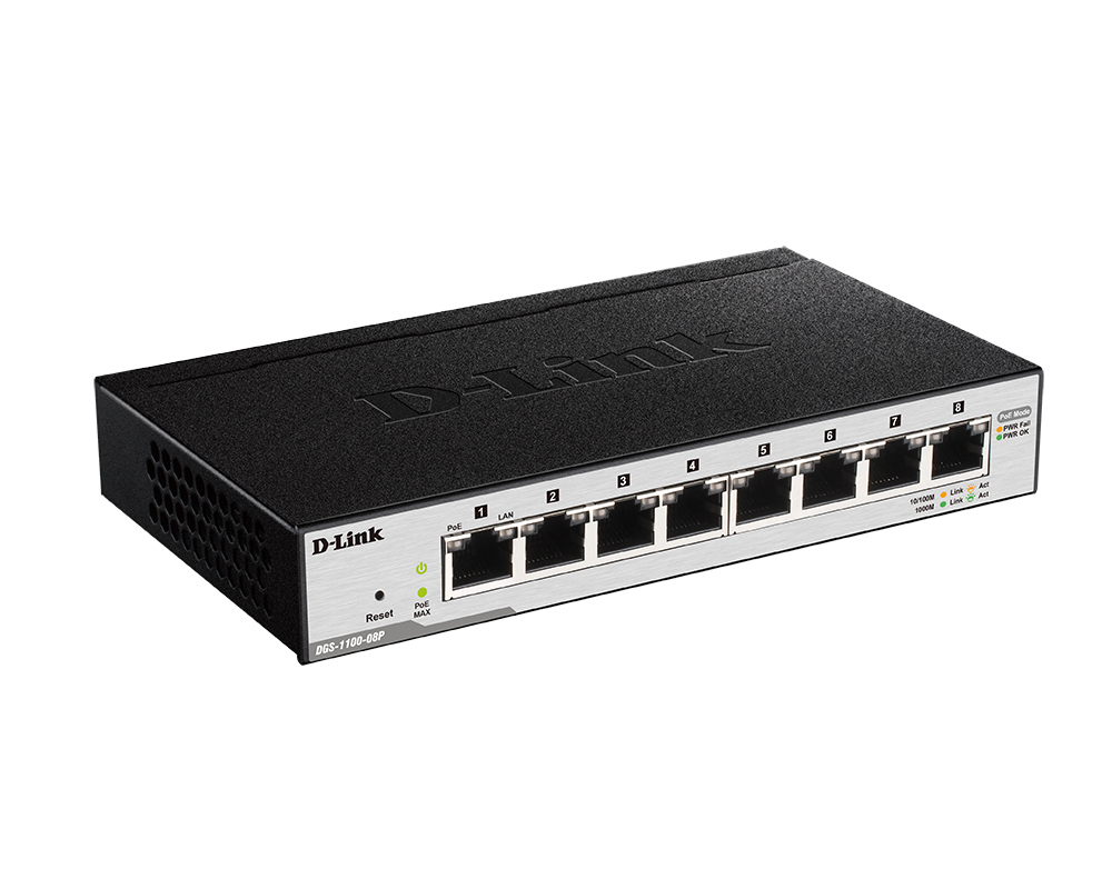 מתג מנוהל WEB די-לינק DGS-1100-08P עם 8 פורטים שונים תומך ב PoE חסכוני באנרגיה D-Link DGS-1100-08P (3)