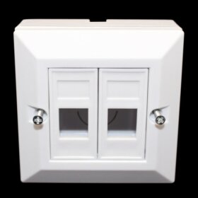קופסת פלסטיק 25MM יציאות 2 חיבורים לקיר Luggar HP-FP-25-2 RJ-45 (1)