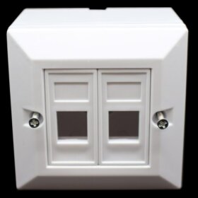 קופסת פלסטיק 45MM יציאות 2 חיבורים לקיר Luggar HP-FP-45-2 RJ-45 (1)
