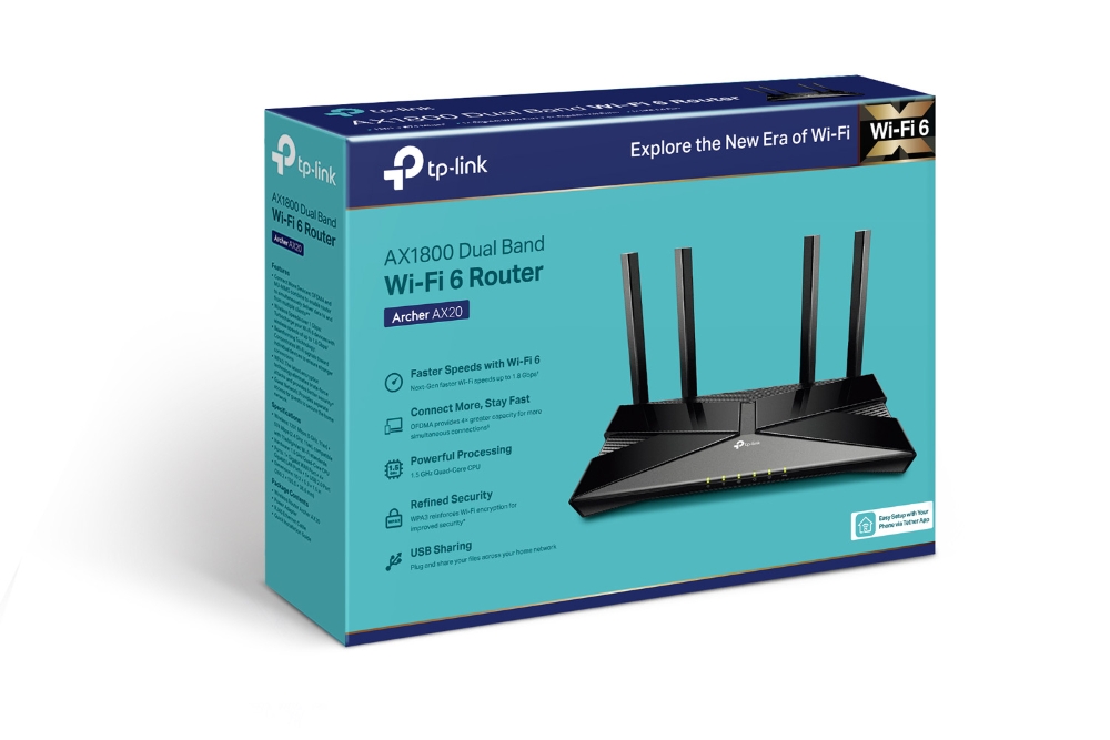 ראוטר אלחוטי טיפילינק Tp-Link Archer AX20 AX1800 Dual-Band WiFi-6 Router