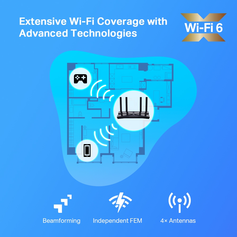 ראוטר (נתב) אלחוטי טיפילינק Tp-Link | Archer AX20 | AX1800 | Dual-Band | WiFi-6 Router