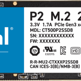 כונן מהיר Crucial | CT500P2SSD8 | SSD 500GB P2 M.2 3D NAND NVMe PCIe