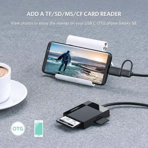 קורא כרטיסי SD בחיבור USB3.1 יוגרין קורא 4 כרטיסים בו זמנית | UREEN | 40755 | OTG