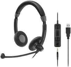 אוזניות חוטיות חיבור USB עם מיקרופון מובנה ושלט לשליטה Sennheiser | SC70 | USB | AUX3.5