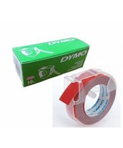 מארז 10 סרטי PVC להבלטת צבע כתב לבן על רקע אדום DYMO | DY0932