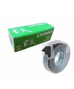 מארז 10 סרטי PVC להבלטת צבע כתב לבן על רקע שחור DYMO | DY0931