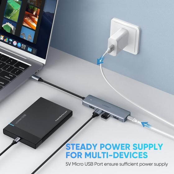 מתאם Type-C זכר ל USB נקבה 4 חיבורים יוגרין UGREEN 70336 4 Ports Type-C Hub (4)