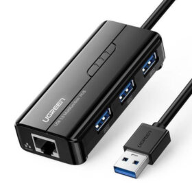 מתאם USB3.0 זכר ל 4 חיבורים יוגרין UGREEN 20265 USB3.0 Hub with Gigabit Ethernet (6)