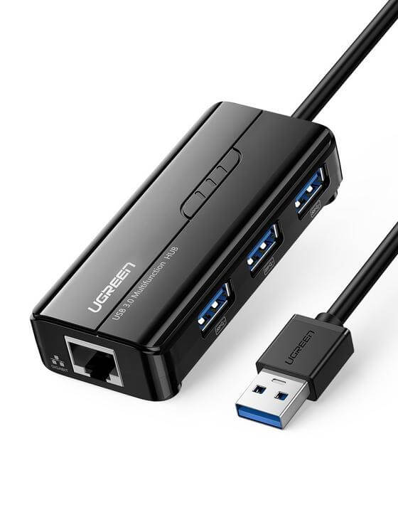 מתאם USB3.0 זכר ל 4 חיבורים יוגרין UGREEN 20265 USB3.0 Hub with Gigabit Ethernet (6)