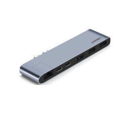מתאם ל 6 חיבורים יוגרין UGREEN 50984 6 Ports Hub USB Type-C HDMI RJ45 AUX3 (1)
