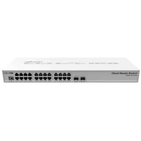 מתג חכם עם 24 פורטים של ג'יגה 2 חיבורים אופטים MikroTik CRS326-24G-2S+RM 24 port switch (1)