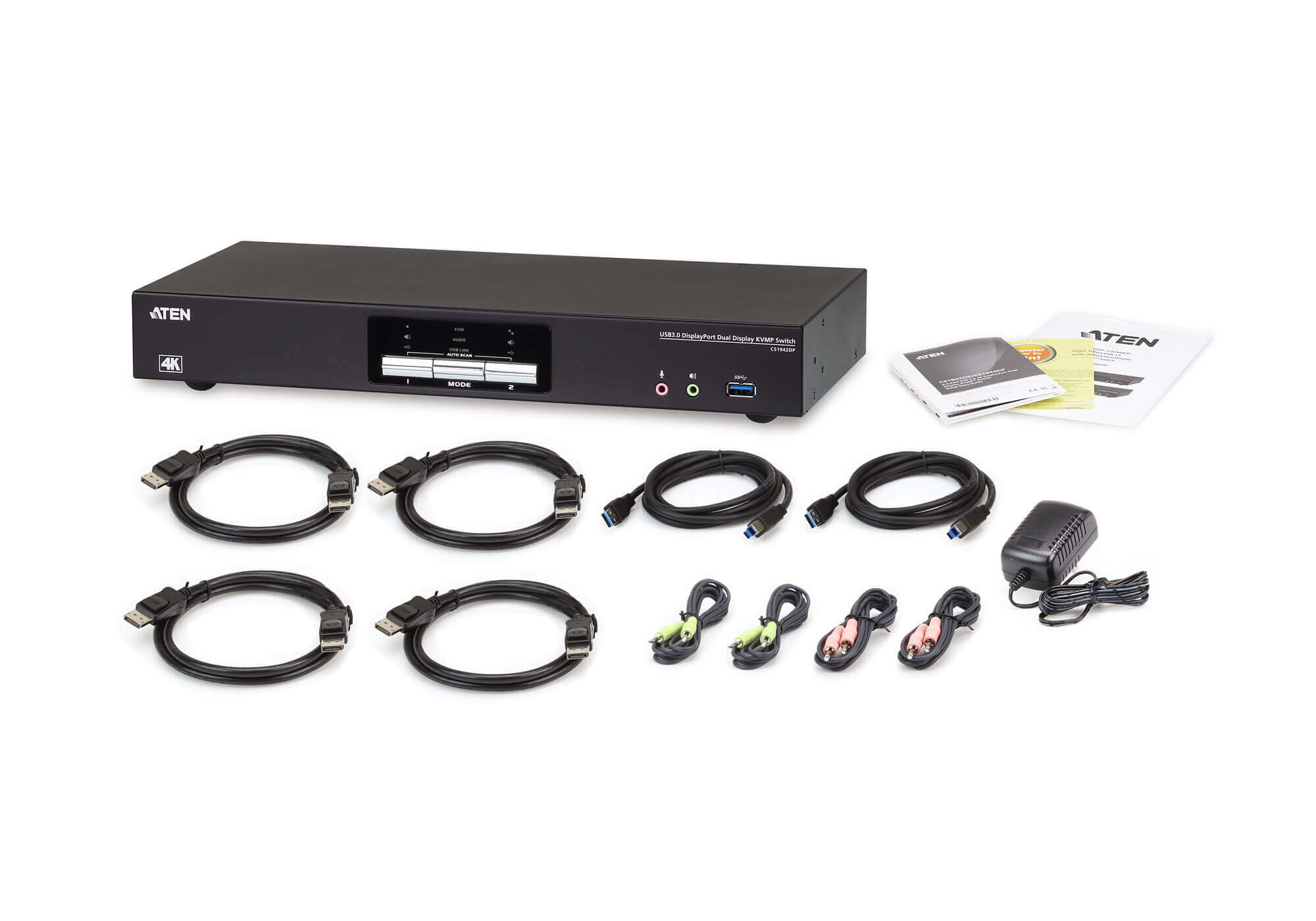 מתג כפול תצוגה 2 יציאות חיבור USB 3.0 איכות 4K קצב העברת נתונים גבוה Aten CS1942DP DisplayPort USB3.0 4k (3)