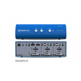 קופסת מיתוג 2 חיבורי DP + DVI עם חיבור מאובטח HighSecLabs CPN11422 DK22PD-N 2-Port DVI and DP Video Dual Head KVM switch
