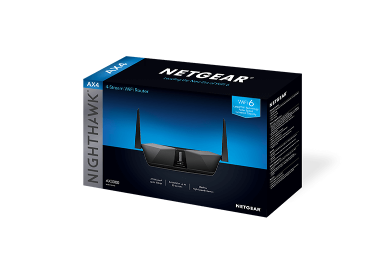 נתב ראוטר אלחוטי חיבור USB3.0 עם זרם כפול נתב נתגר NETGEAR RAX40 AX3000 Dual-Band WiFi 6 Router Nighthawk (3)