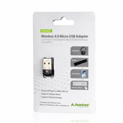 מתאם אלחוטי USB למחשב Windows תמיכת אוזניות Bluetooth רמקולים מדפסות עכבר מקלדת Avantree | AV-BTDG-40S-BLK | DG40S – תמונה 5