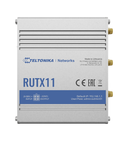 נתב סלולרי תעשייתי מוקשח סים כפול TelTonika RUTX11 Industrial Cellular Router Dual-Sim 4GLTE IoT