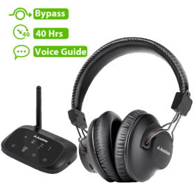 סט אוזניות Bluetooth לטווח ארוך כולל משדר לטלוויזיה Avantree | AV-BTHT-5009-BLK | HT5009