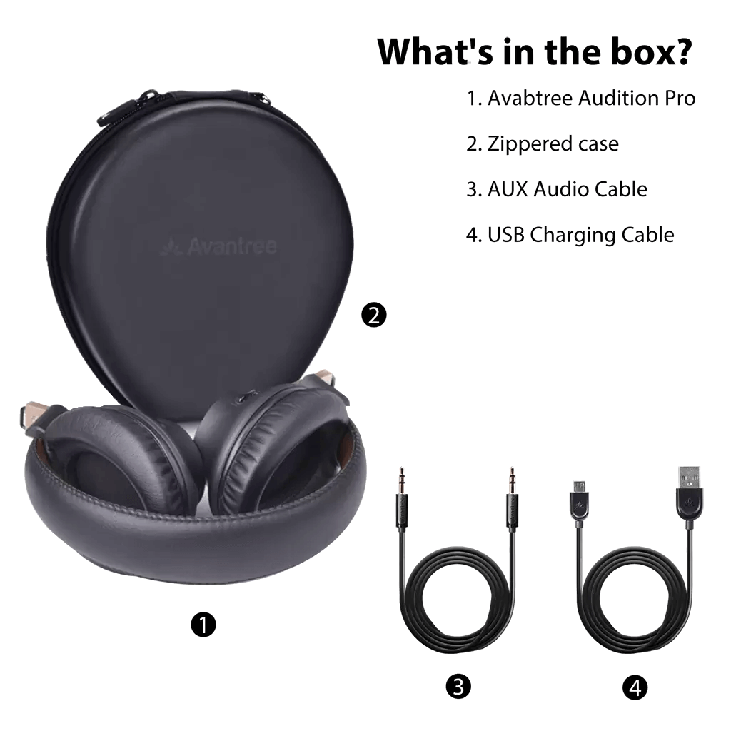 אוזניות אלחוטיות Bluetooth מוסמכות aptX-LL מיקרופון מובנה ובטריה חזקה Avantree | AV-BTHS-AS9P-BLK | HS-AS9P