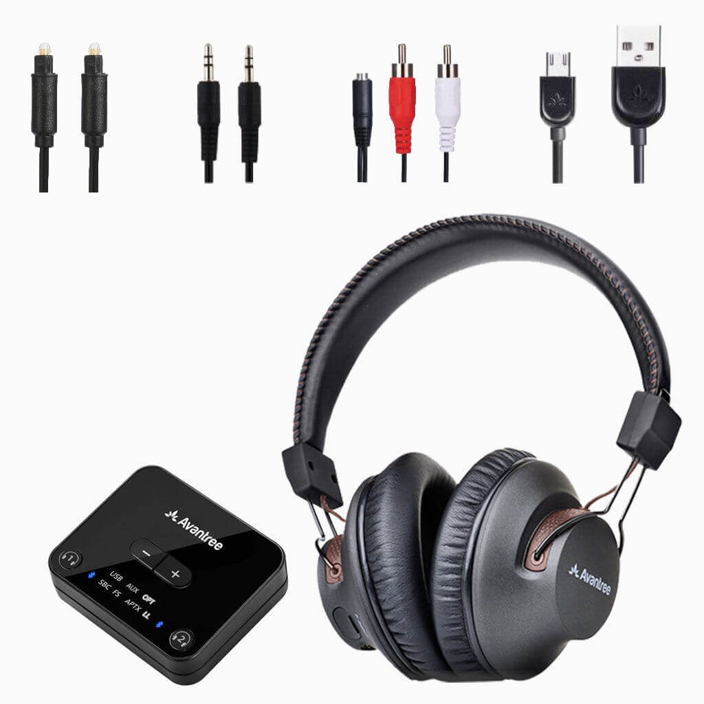 סט אוזניות Bluetooth עם קופסת ניהול לצפייה בטלוויזיה Avantree | AV-BTHT-4189-BLK | HT4189 | Plug & Play