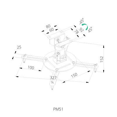 זרוע תקרה למקרן צבע כסף SIH PM51-C (3)
