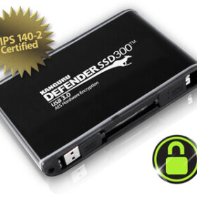 כונן מאובטח SSD 8TB מוצפן לחומרה FIPS 140-2 חיבור USB3.0 ניתנת לניהול מרחוק Kanguru KDH3B-300F-8TS