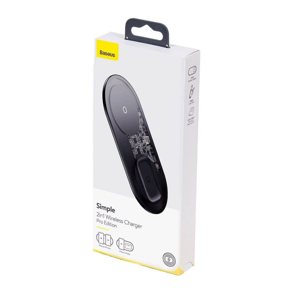 מטען אלחוטי PRO 2in1 הספק 18W לסמארטפון ואוזניות מטען שקוף Baseus WXJK-CA02 PRO Wireless Charger (3)