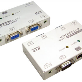 קופסת מיתוג עד 150 מטר כולל מפצל מסכים כפול REXTRON ev128l KVM CAT5 SVGA Extender (1)