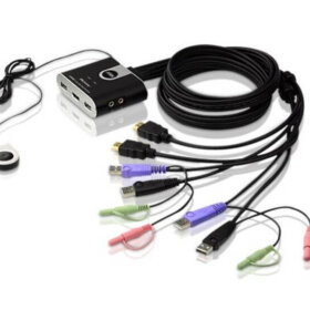 כבל אודיו מתג KVM כולל 2 יציאות USB כבל HDMI עם בורר יציאות מרוחק ATEN CS692
