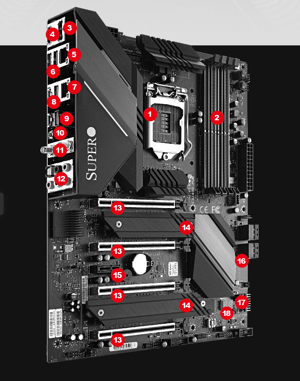 לוח אם סופרמייקרו SuperMicro MBD-C9Z490-PGW-O LGA 1200 Intel Z490 DDR4 M.2 WIFI 6 10G LAN USB 3.2