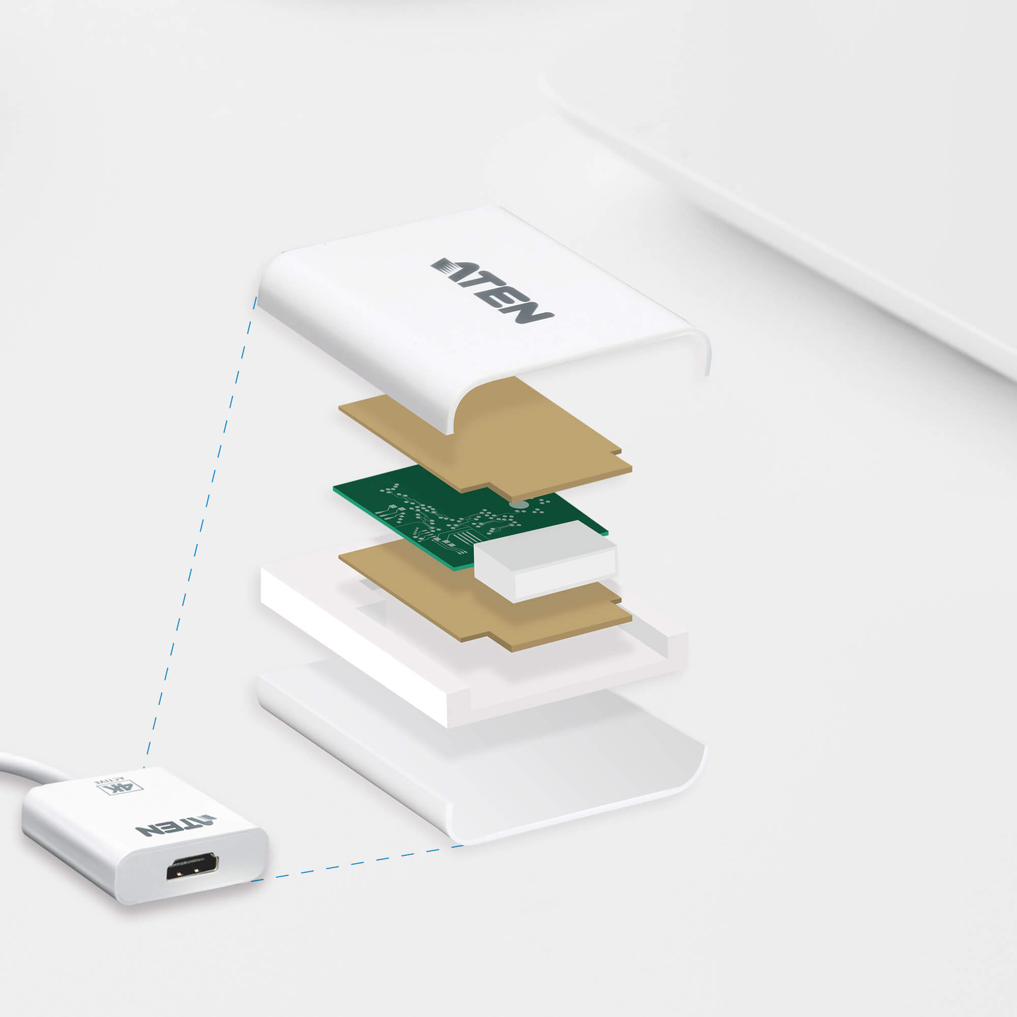 מתאם אקטיבי מיני DisplayPort ל HDMI בצבע לבן ATEN VC981 (3)