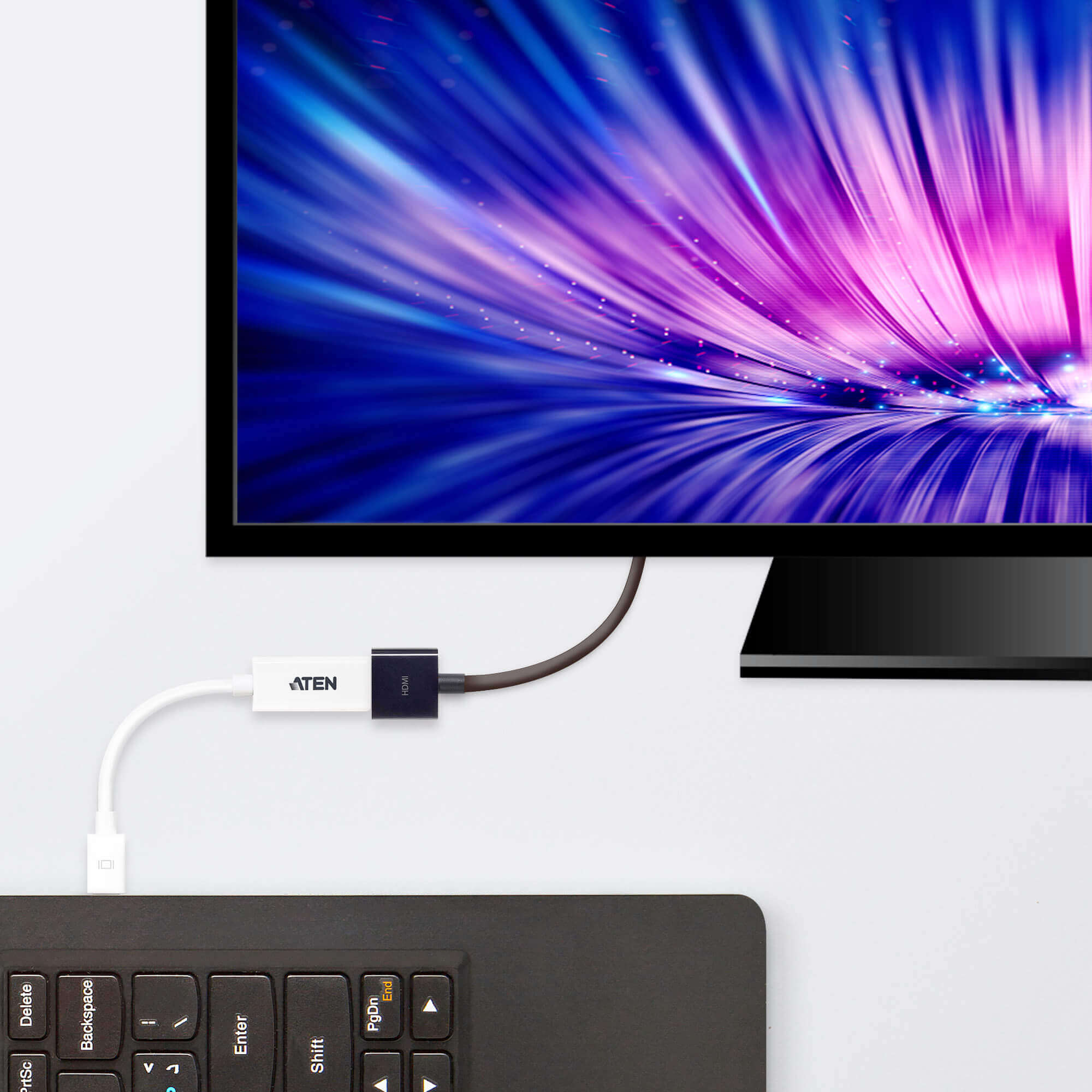 מתאם מיני DisplayPort ל HDMI בצבע לבן ATEN VC980 (2)